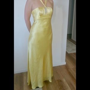 Gorgeous Yellow satin evening gown